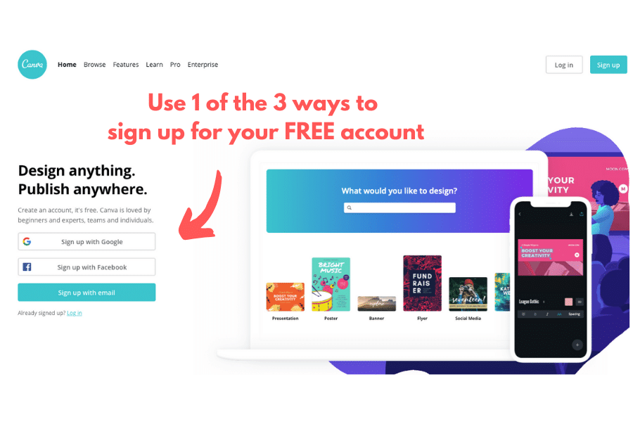How to use Canva for Free - Sign up